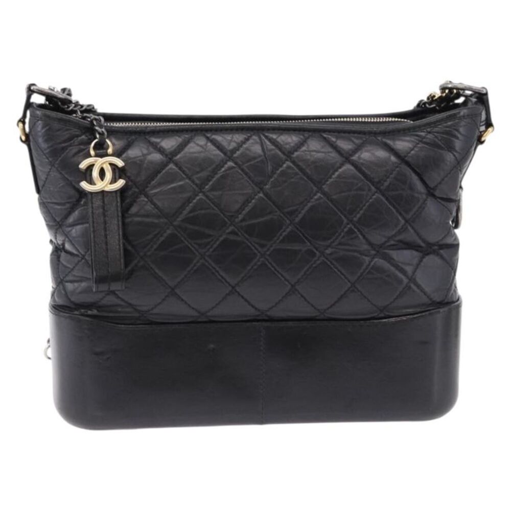 Chanel Gabrielle Hobo Quilted Aged Calfskin Black Leather Shoulder Bag Bag